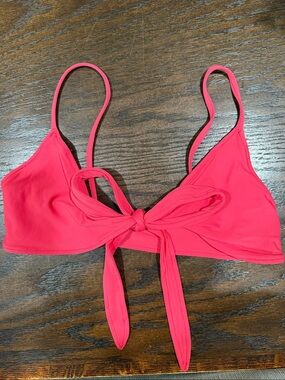 Bright Pink/Red Tie-Front Adjustable Bikini Top- One Size